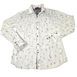 Fender Custom Shop Da Vinci Mens Large White Floral Music Is My Salvation Shirt